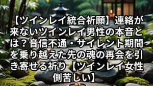 投稿についてもっと詳しく 【ツインレイ統合祈願】連絡が来ないツインレイ男性の本音とは？音信不通・サイレント期間を乗り越えた先の魂の再会を引き寄せる祈り【ツインレイ女性側苦しい】