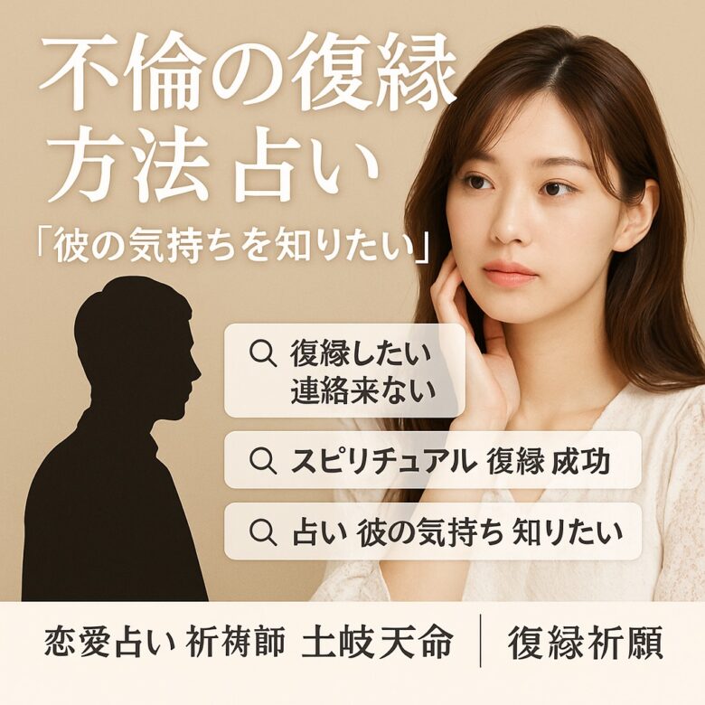 投稿についてもっと詳しく 【不倫の復縁 方法 占い】『彼の気持ちを知りたい』恋愛占い 祈祷師 土岐天命｜復縁祈願