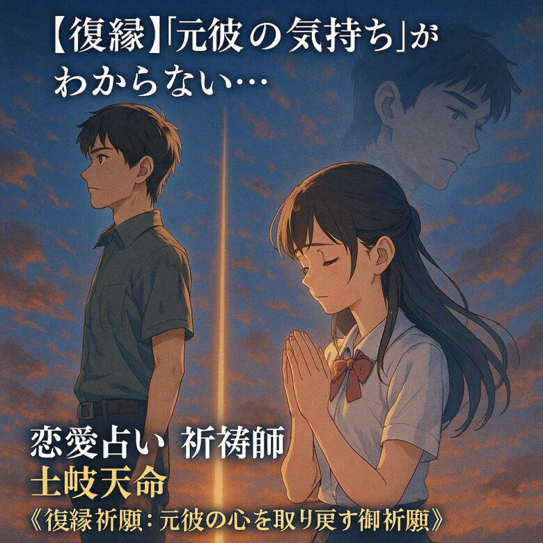 投稿についてもっと詳しく 【復縁】『元彼の気持ち』がわからない…連絡が来ない本当の理由とは？恋愛占い　祈祷師　土岐天命《復縁祈願：元彼の心を取り戻す御祈願》