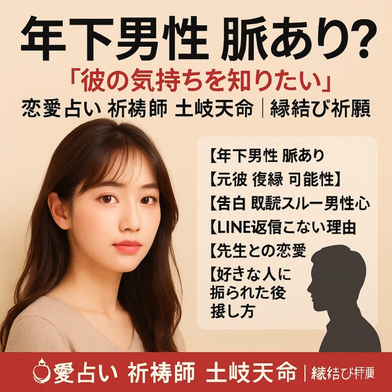 投稿についてもっと詳しく 【年下男性 脈あり？】『彼の気持ちを知りたい』恋愛占い 祈祷師 土岐天命｜縁結び祈願