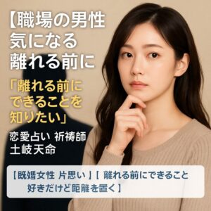 投稿についてもっと詳しく 【職場の男性 気になる 離れる前に】『離れる前にできることを知りたい』恋愛占い 祈祷師 土岐天命｜再会祈願