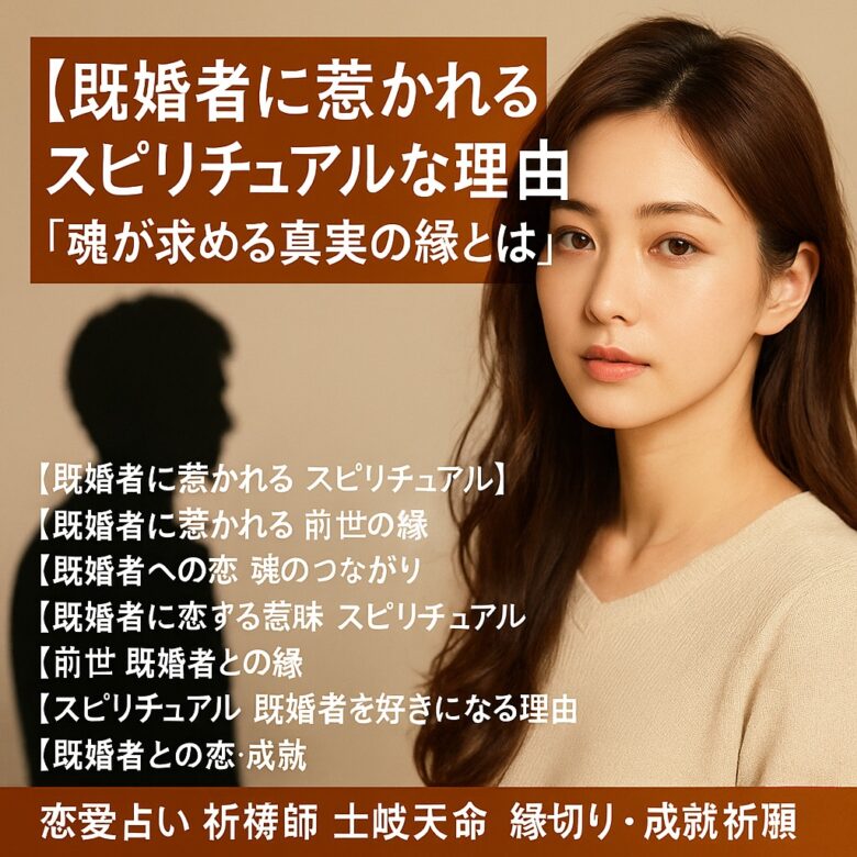 投稿についてもっと詳しく 【既婚者に惹かれる スピリチュアルな理由】『魂が求める真実の縁とは』恋愛占い 祈祷師 土岐天命｜縁切り・成就祈願