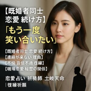 投稿についてもっと詳しく 【既婚者同士 恋愛 続け方】『もう一度笑い合いたい』恋愛占い 祈祷師 土岐天命｜復縁祈願