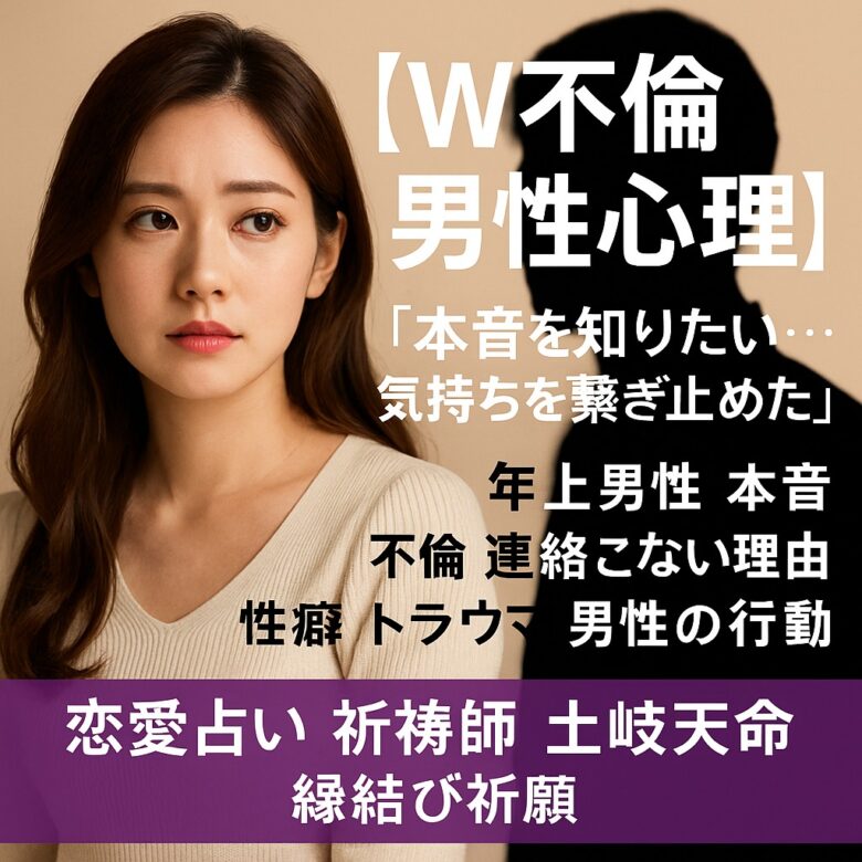 投稿についてもっと詳しく 【W不倫 男性心理】『本音を知りたい…気持ちを繋ぎ止めたい』恋愛占い 祈祷師 土岐天命｜縁結び祈願