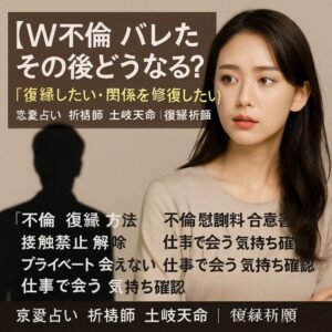 投稿についてもっと詳しく 【W不倫 バレた その後どうなる？】『復縁したい・関係を修復したい』恋愛占い 祈祷師 土岐天命｜復縁祈願
