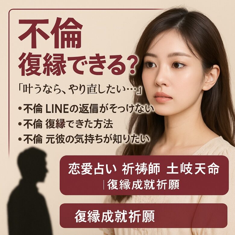 投稿についてもっと詳しく 【不倫 復縁できる？】『叶うなら、やり直したい…』恋愛占い 祈祷師 土岐天命｜復縁成就祈願