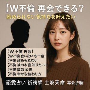 投稿についてもっと詳しく 【W不倫 再会できる？】『諦められない気持ちを叶えたい』恋愛占い 祈祷師 土岐天命｜再会祈願