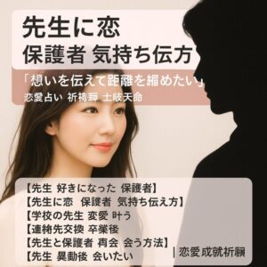 投稿についてもっと詳しく 【先生に恋 保護者 気持ち伝え方】『想いを伝えて距離を縮めたい』恋愛占い 祈祷師 土岐天命｜恋愛成就祈願