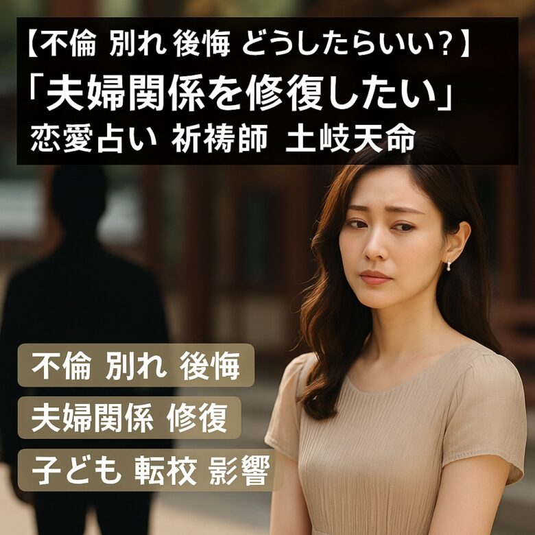 投稿についてもっと詳しく 【不倫 別れ 後悔 どうしたらいい？】『夫婦関係を修復したい』恋愛占い 祈祷師 土岐天命｜夫婦円満祈願