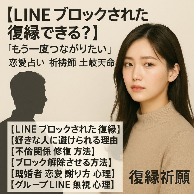 投稿についてもっと詳しく 【LINE ブロックされた 復縁できる？】『どうしても想いを伝えたい』恋愛占い 祈祷師 土岐天命｜復縁祈願