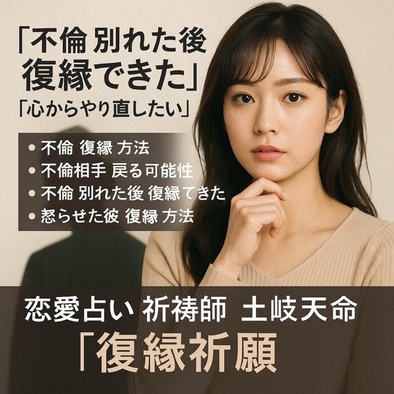 投稿についてもっと詳しく 【不倫 別れた後 復縁できた】『心からやり直したい』恋愛占い 祈祷師 土岐天命｜復縁祈願